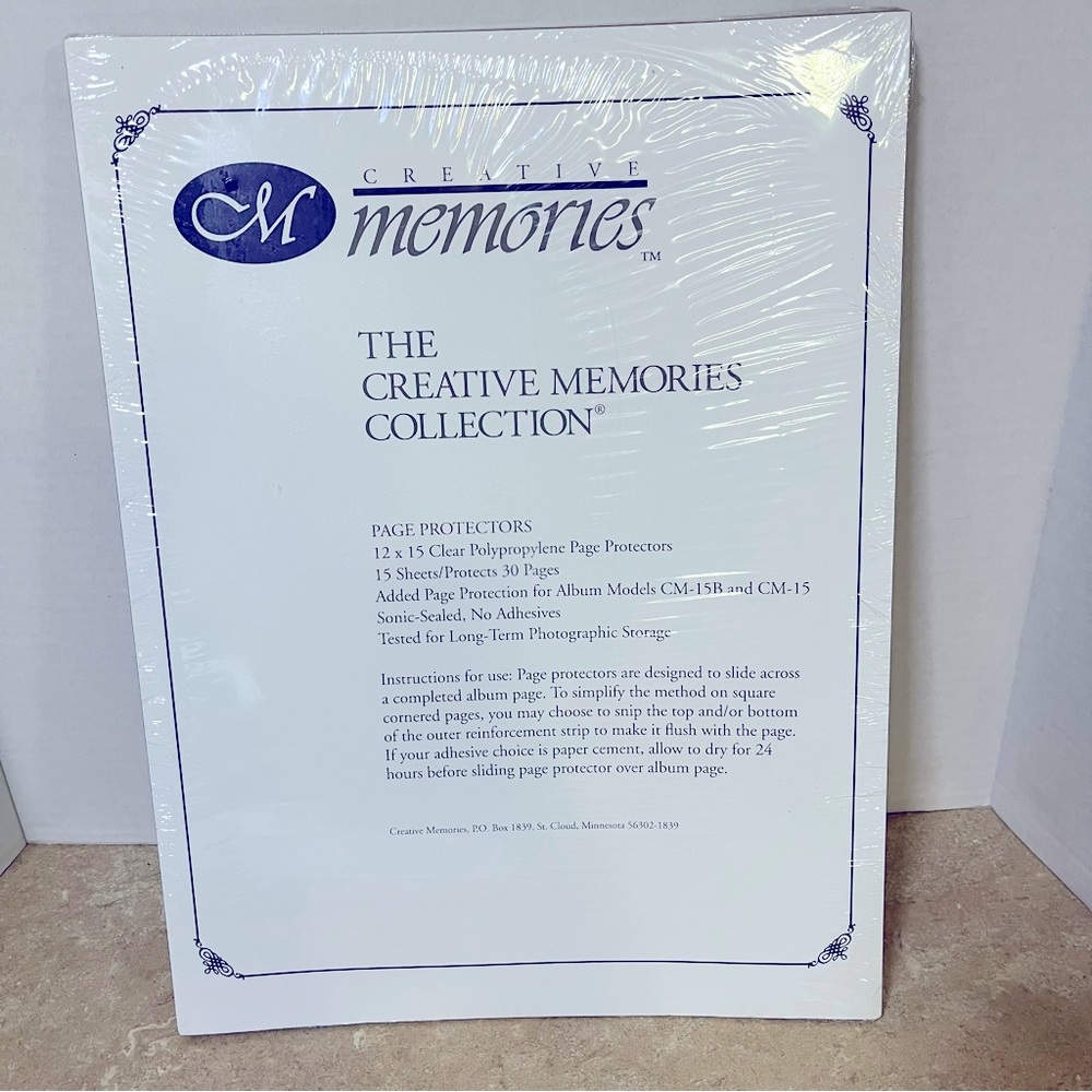 New Creative Memories 12 x 15 Page Protectors. 15 Sheets, protects 30 pages.